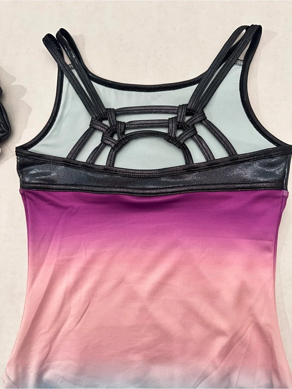 Justice Girls Ombre Macrame Back Dance and Gymnastics Leotard with Scrunchie